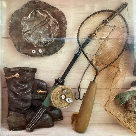 Fisherman’s paradise Shadowbox. Perfect for that angler in your life! 9 x 12”x2” - Picture 3 of 8